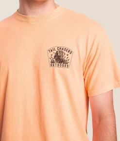 Tops|Graphic T-Shirts | Tail Chasers Club Great Outdoors T-Shirt Neon Canteloupe Pigment D