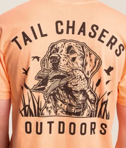 Tops|Graphic T-Shirts | Tail Chasers Club Great Outdoors T-Shirt Neon Canteloupe Pigment D