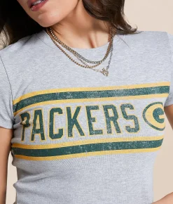 Tops | Junkfood Green Bay Packers Sideline Baby Cropped T-Shirt Heather Grey