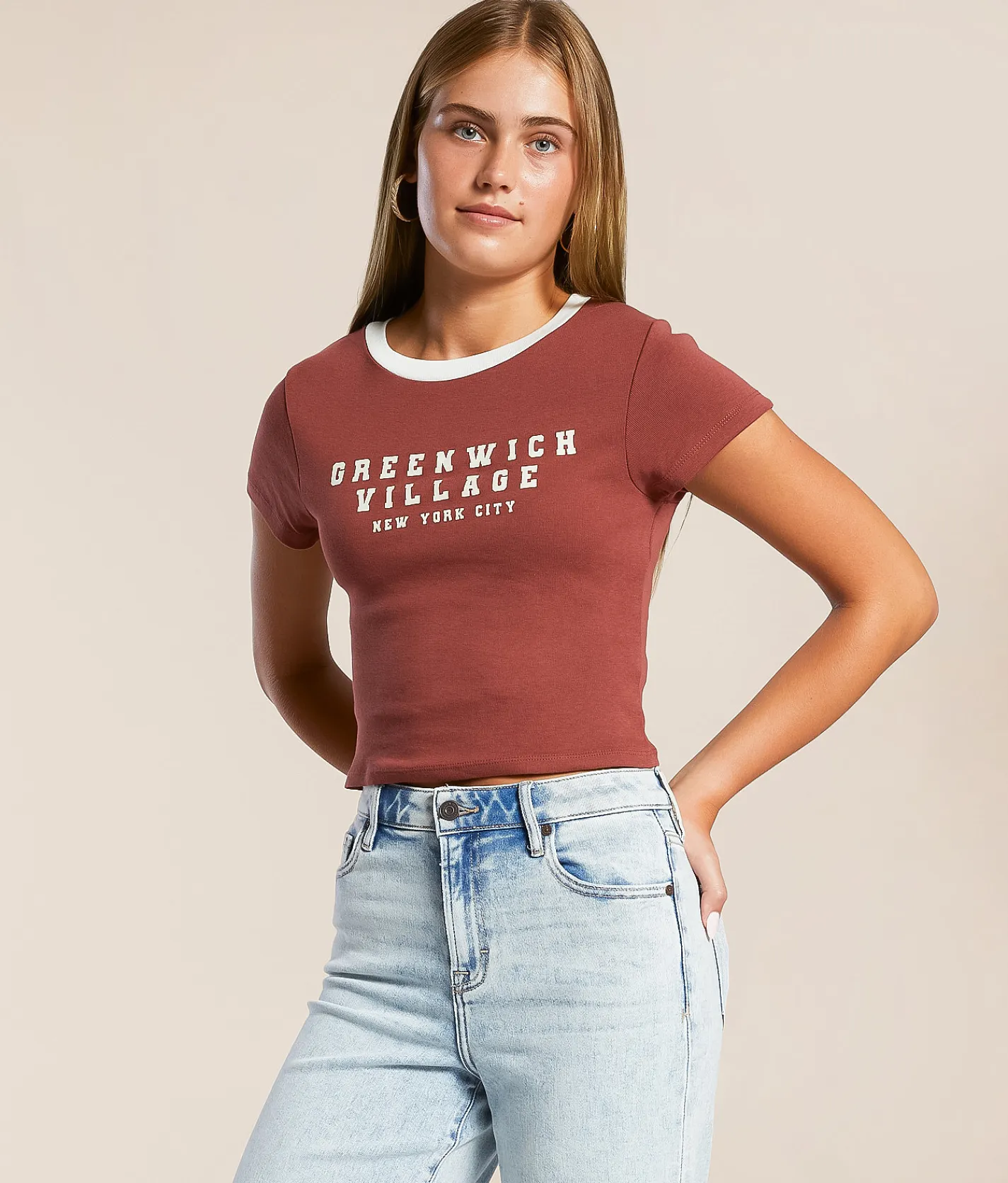 FITZ + EDDI Greenwich Village T-Shirt Sable New