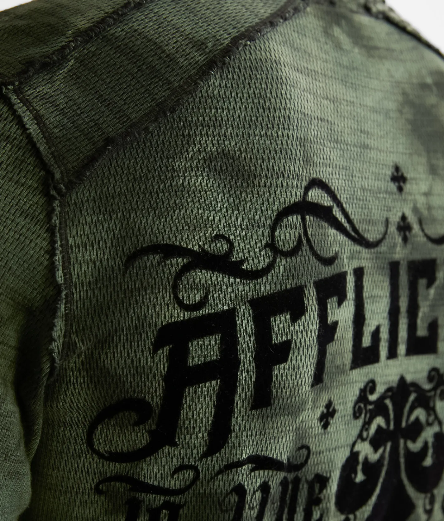 Graphic T-Shirts | Affliction Grim Intent Reversible Thermal Dark Forest Crys Wash Bk