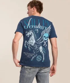 Tops|Graphic T-Shirts | Sullen Grim Rider T-Shirt Dark Denim