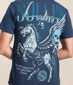 Tops|Graphic T-Shirts | Sullen Grim Rider T-Shirt Dark Denim