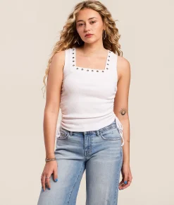 Tops | Gilded Intent Grommet Tank Top Chinese Red