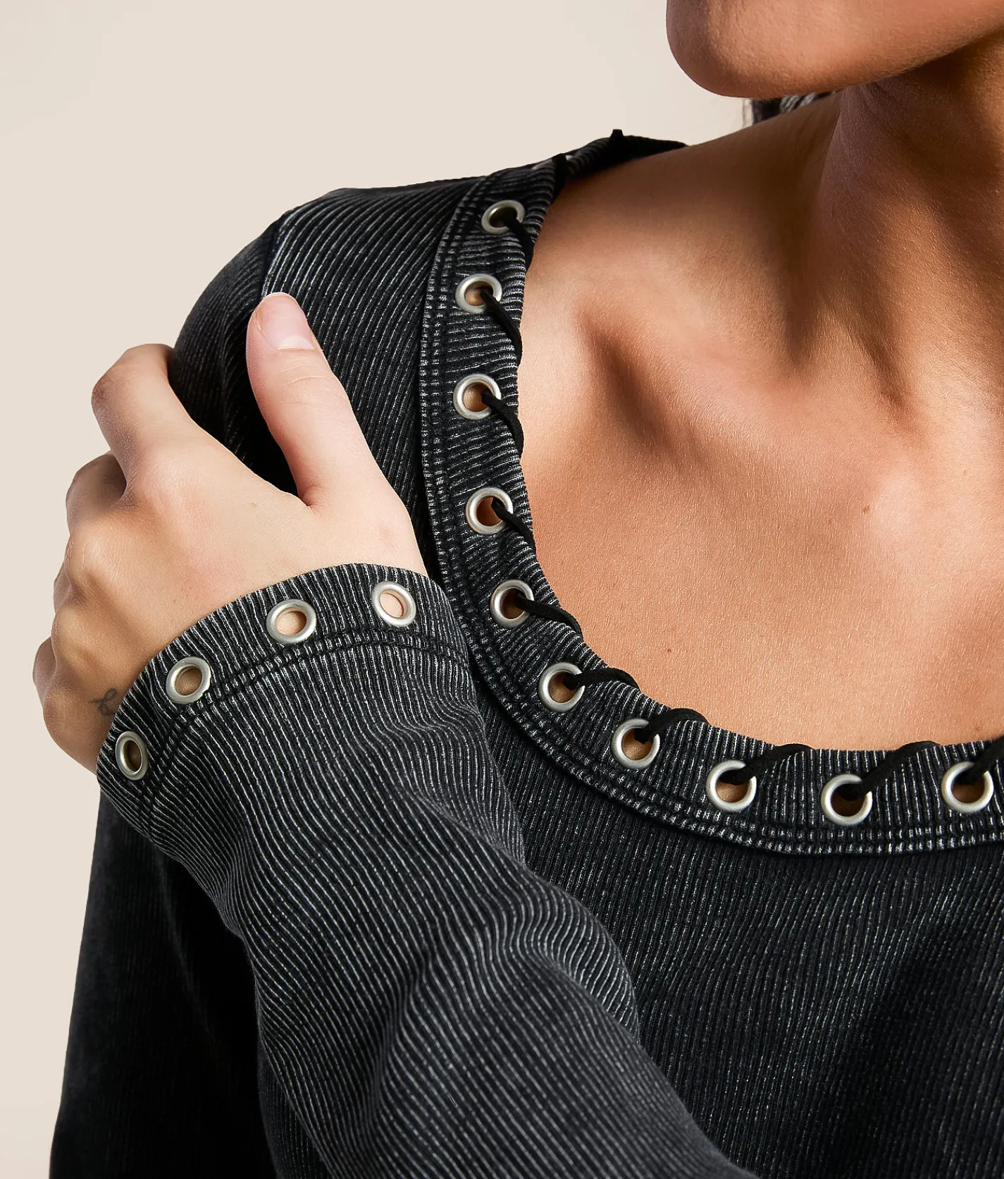 Gilded Intent Grommet Top Washed Black Clearance
