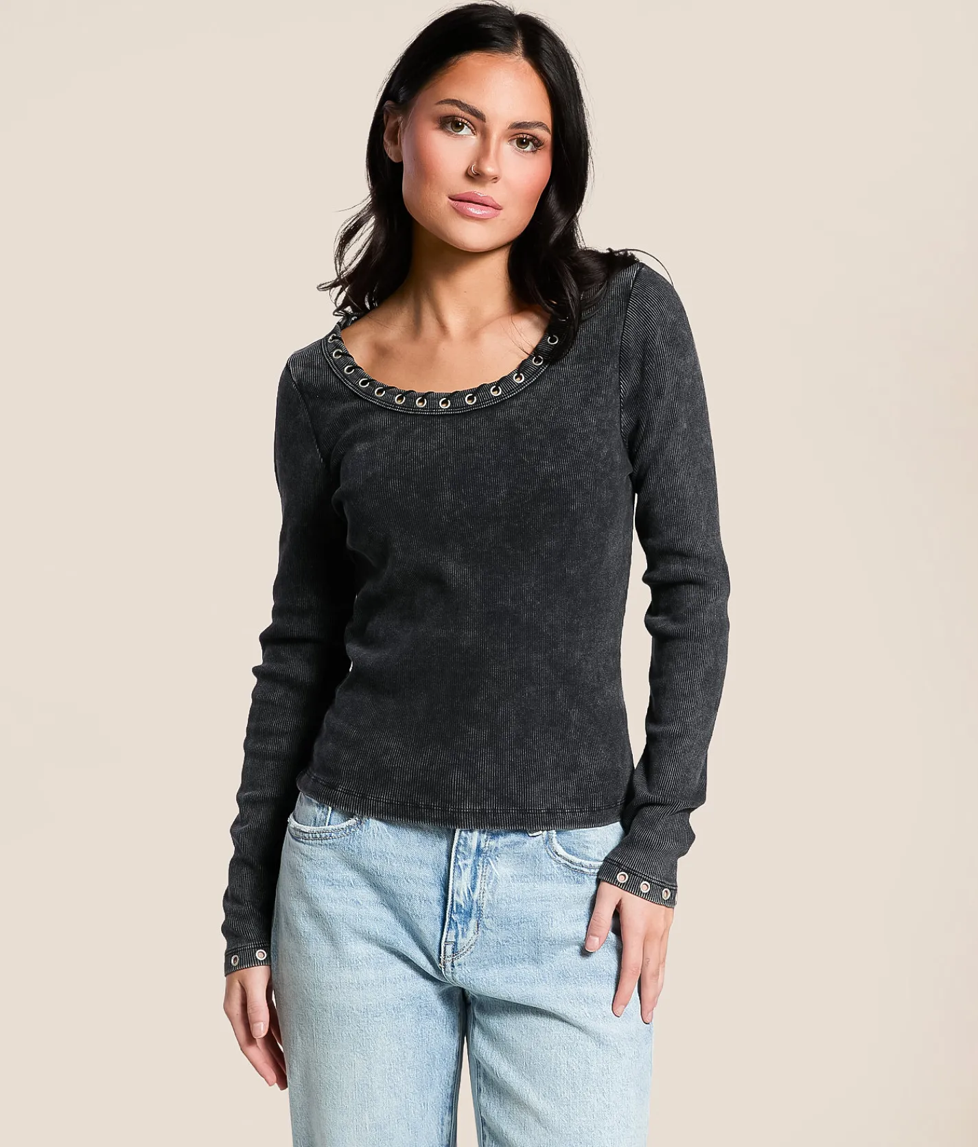 Gilded Intent Grommet Top Washed Black Clearance