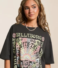 Billabong Groovy Sunrise Oversized T-Shirt Off Black Outlet
