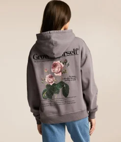 Modish Rebel Grow Yourself Hooded Sweatshirt Washed Purple Discount