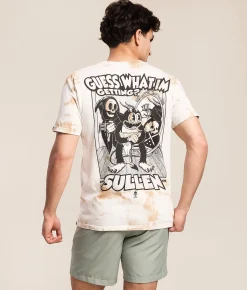 Sullen Guess What T-Shirt White Tan Crystal Wash New