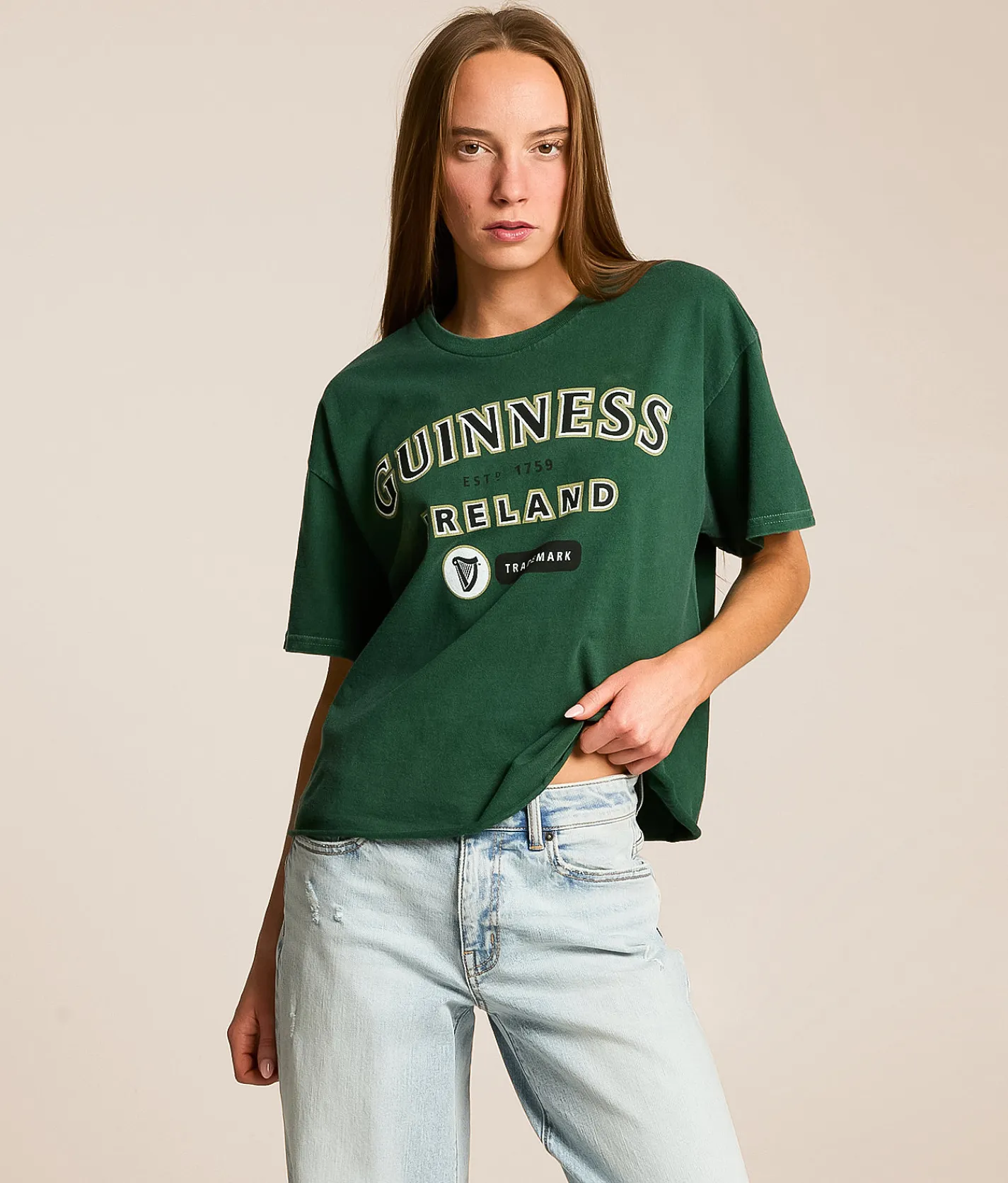 PHILCOS Guinness Ireland Cropped T-Shirt Green Hot