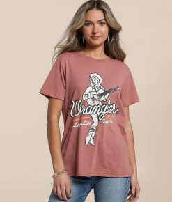 Wrangler® Guitar Girl T-Shirt Withered Rose Heather Sale