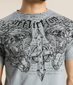 Affliction Gunnery T-Shirt Silver Lava Wash Discount