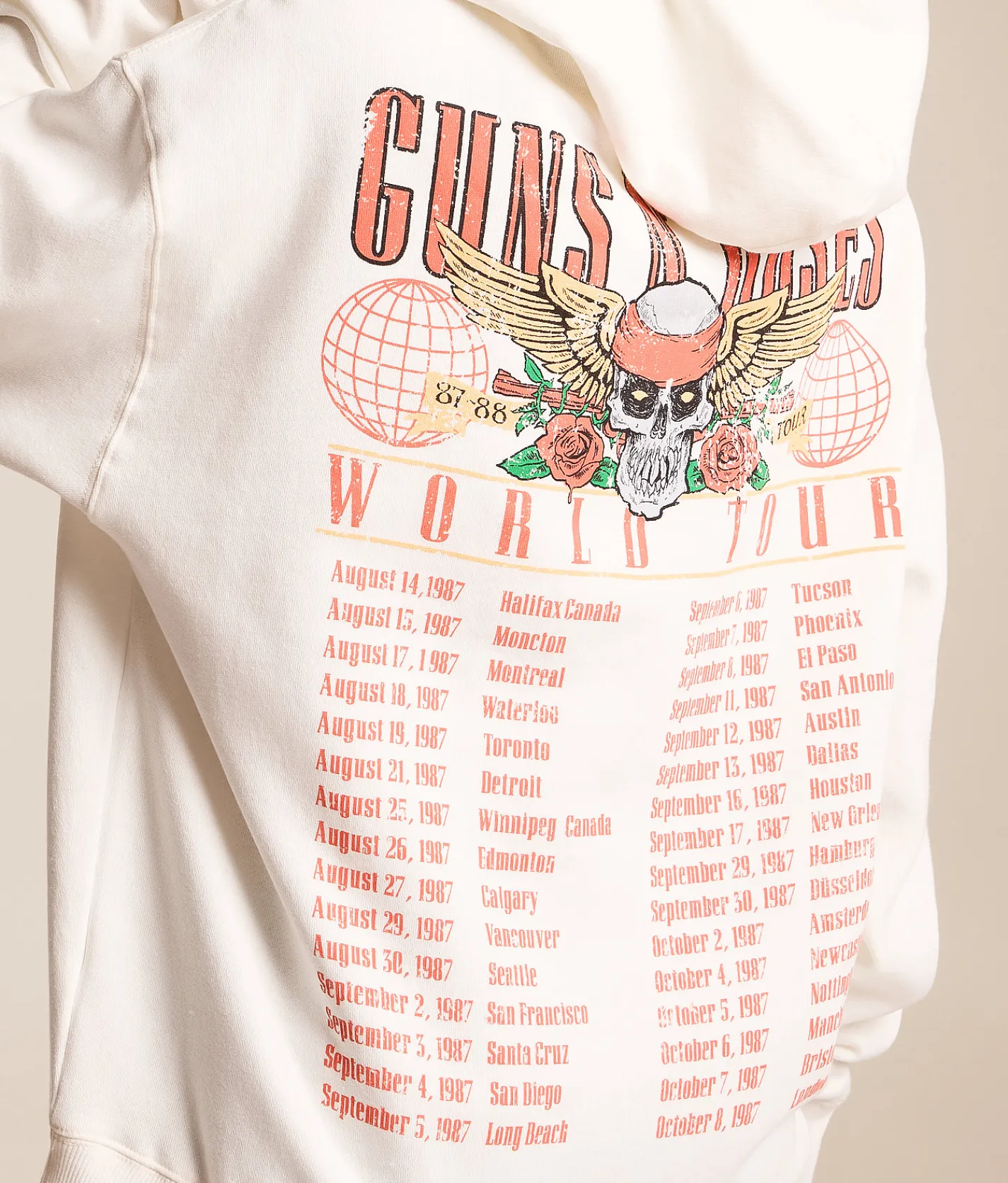 Tops | Bravado Guns N' Roses Band Hooded Sweatshirt Cream