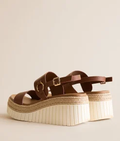 Mia Gweneth Wedge Sandal Tan New