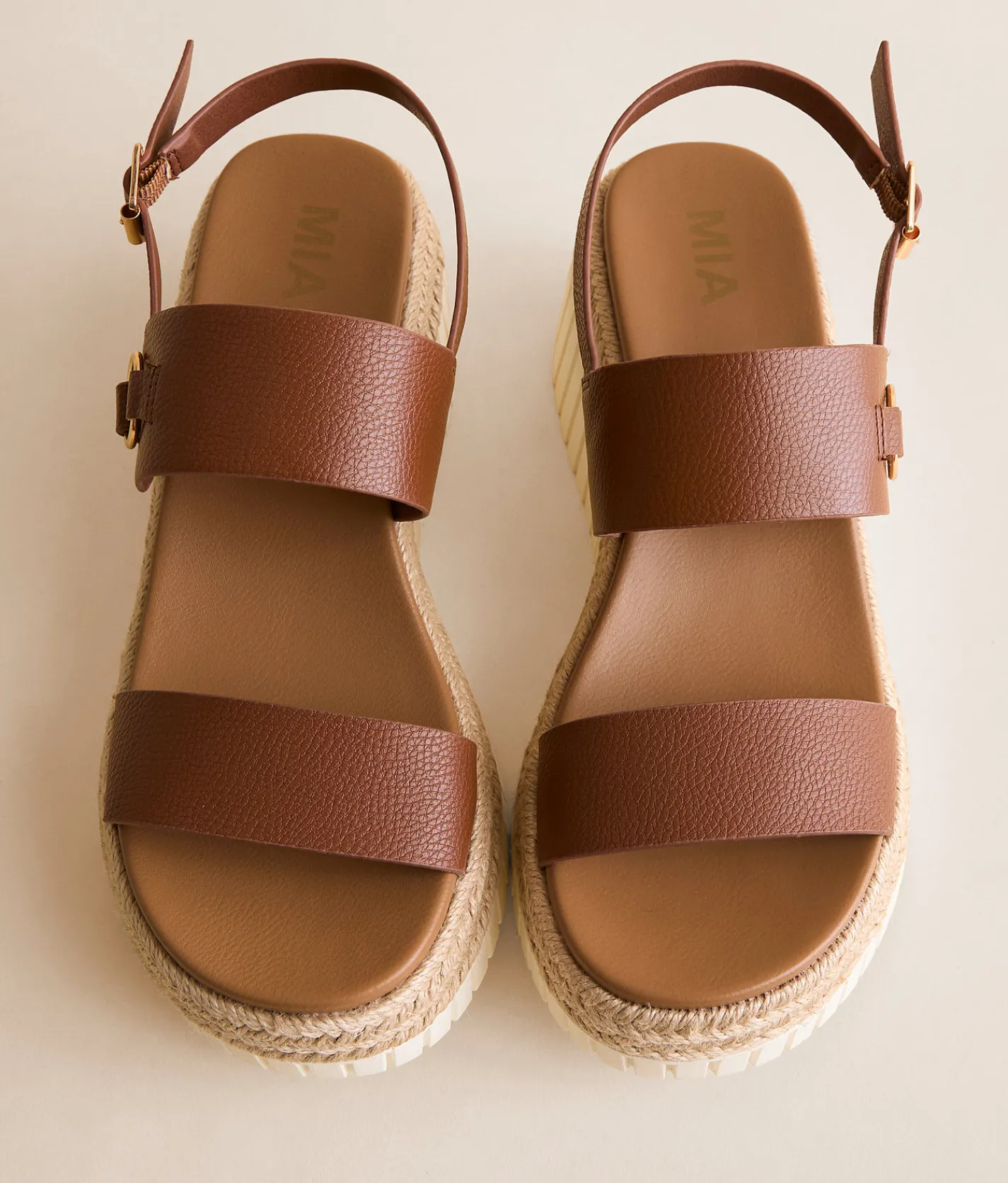 Mia Gweneth Wedge Sandal Tan New