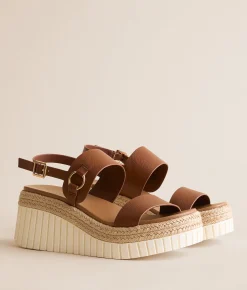 Mia Gweneth Wedge Sandal Tan New