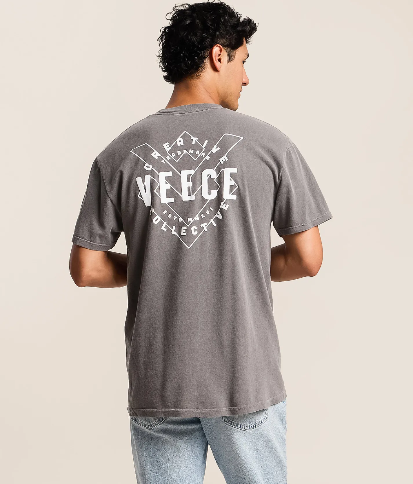 Tops|Graphic T-Shirts | Veece Hairline T-Shirt Storm Grey Pigment Dye