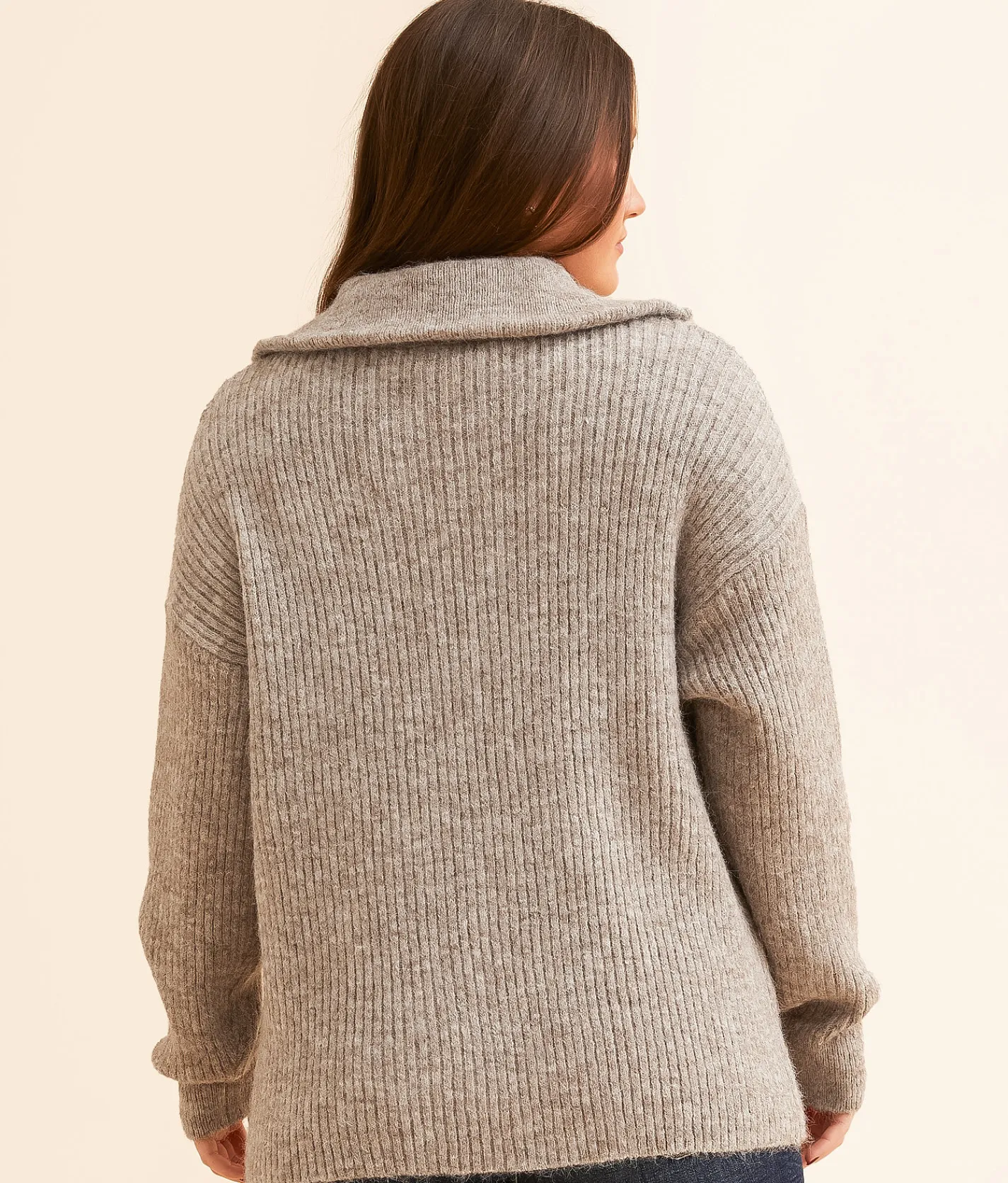 Hyfve Half Zip Collared Sweater Mocha Sale