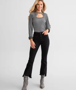 Jeans|Bottoms | HIDDEN Happi Cropped Flare Stretch Jean Black