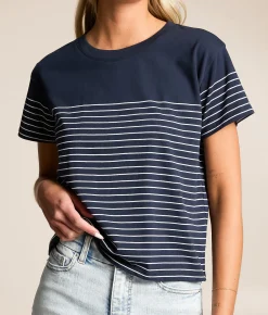 Tops | White Crow Harmony Stripe T-Shirt Malachite Green White