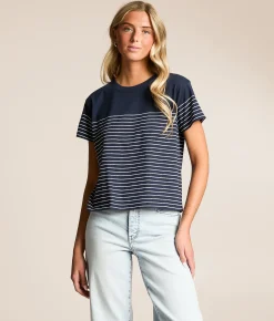 Tops | White Crow Harmony Stripe T-Shirt Malachite Green White