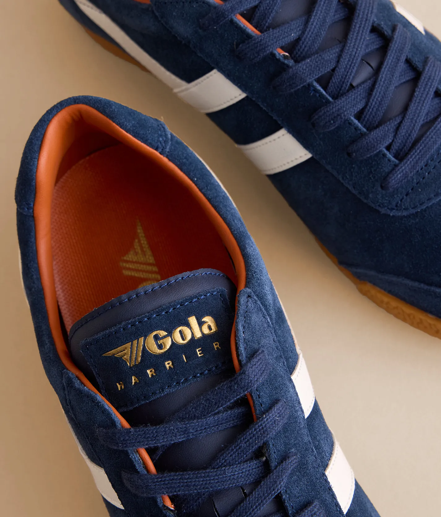 Gola® Harrier Trainer Leather Sneaker Navy O White Moody Orange Best