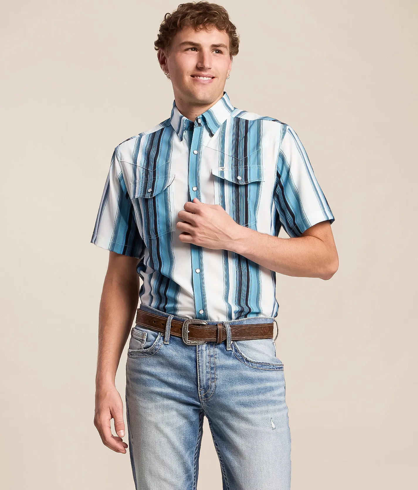 Tops | Ferrell Harrison Performance Stretch Shirt Blue