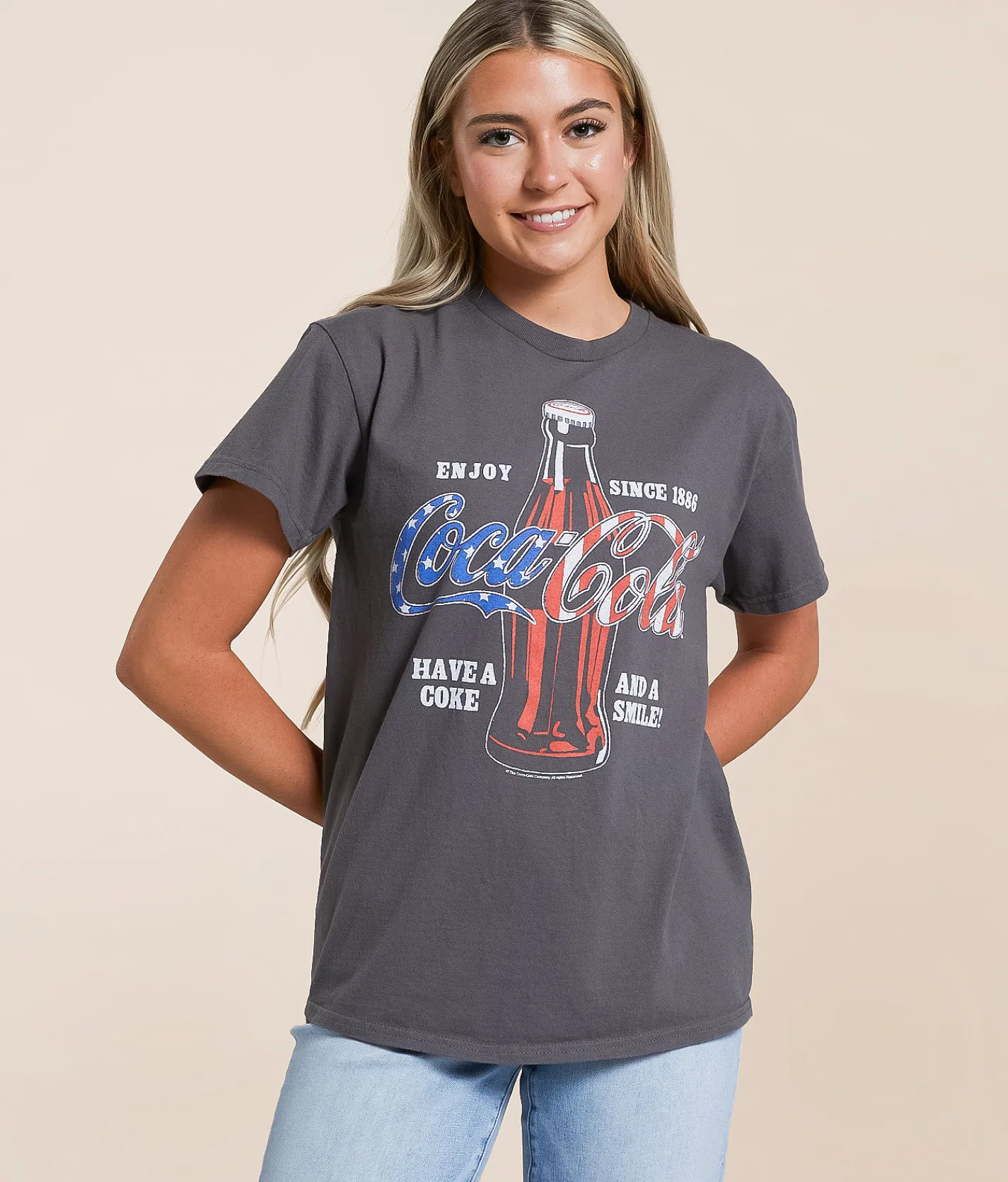 Tops | Junkfood Have A Coke T-Shirt Charcoal Grey