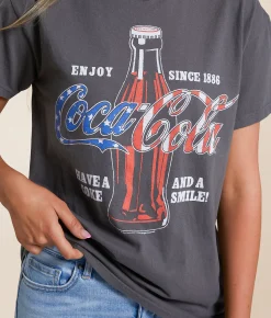 Tops | Junkfood Have A Coke T-Shirt Charcoal Grey
