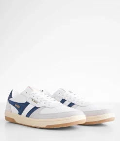 Activewear|Shoes | Gola® Hawk Leather Sneaker White Cement Navy