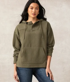 Buckle Black Hazel Henley Hoodie Dusty Olive Online