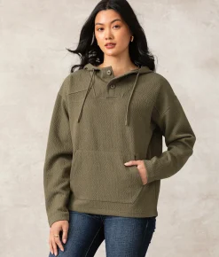 Buckle Black Hazel Henley Hoodie Dusty Olive Online