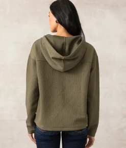 Buckle Black Hazel Henley Hoodie Dusty Olive Online