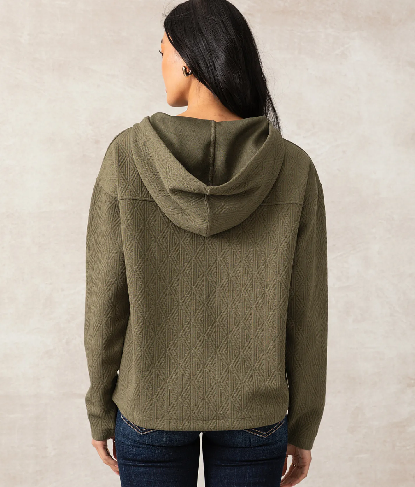 Buckle Black Hazel Henley Hoodie Dusty Olive Online