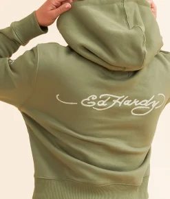 Ed Hardy Heart Hooded Sweatshirt Light Olive