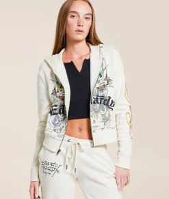 Ed Hardy Heart Hoodie Ivory