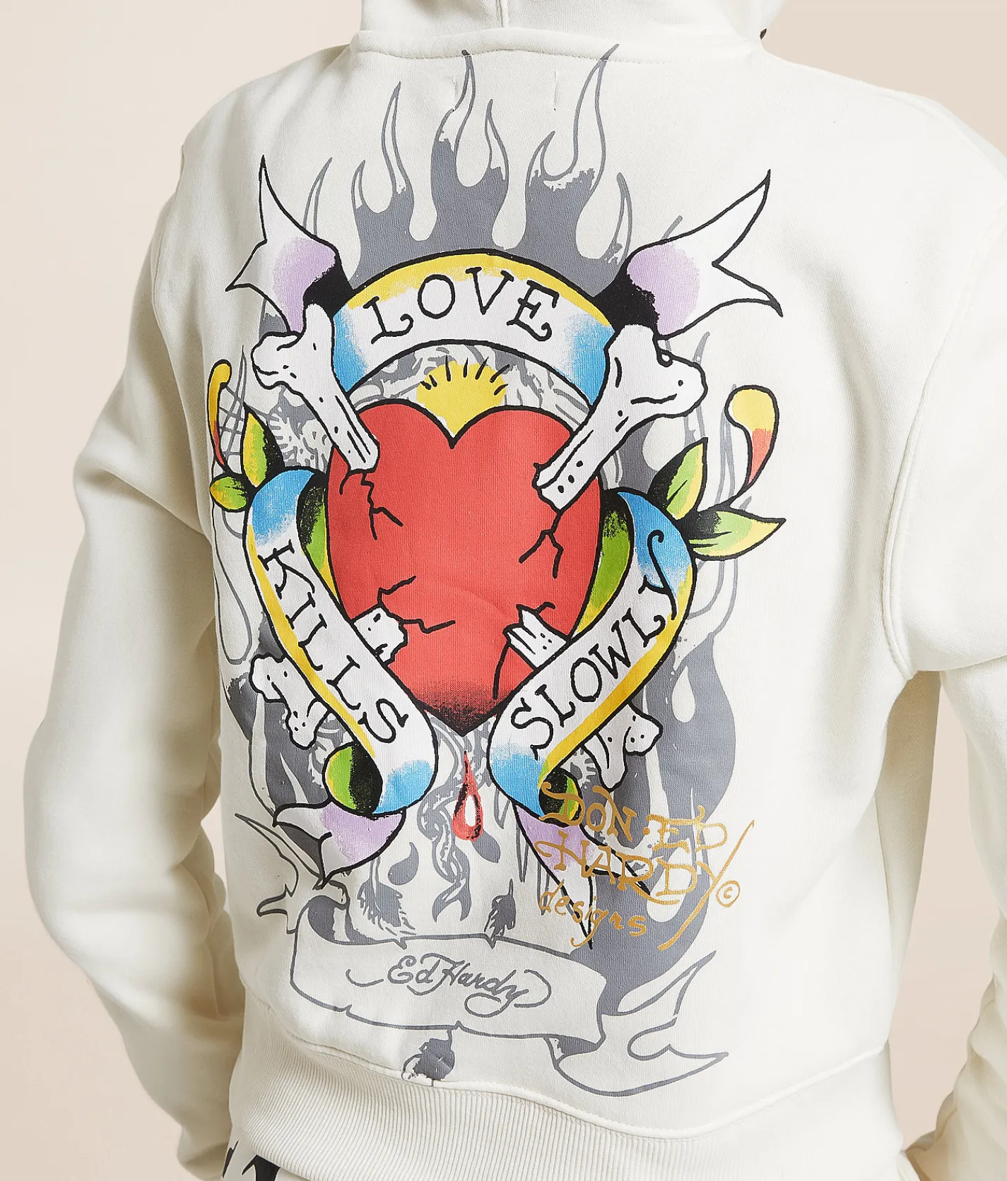 Ed Hardy Heart Hoodie Ivory