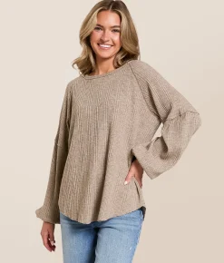 Daytrip Heathered Crewneck Top Heathered Taupe Best