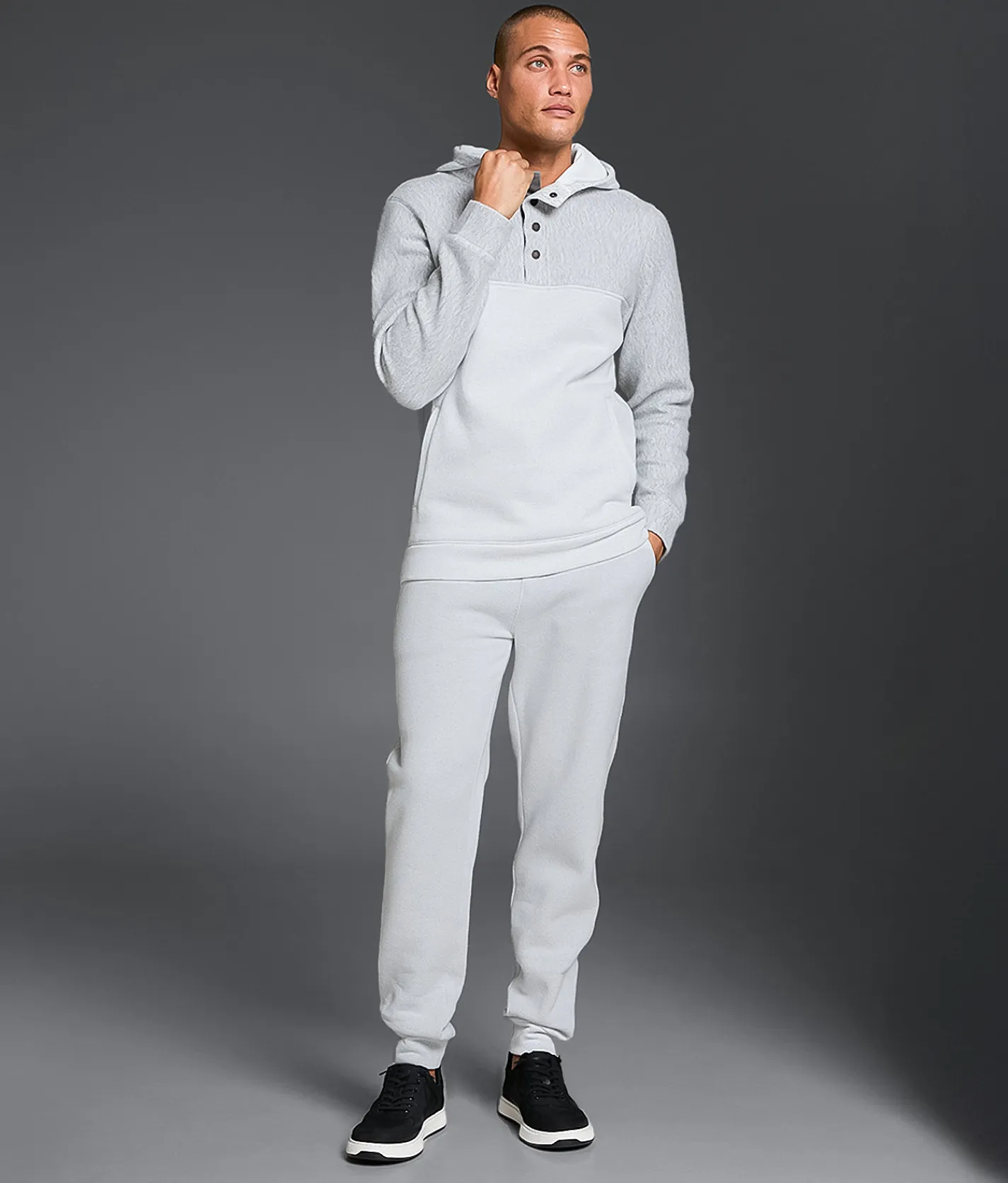 Tops | Outpost Makers Heathered Henley Hoodie Grey