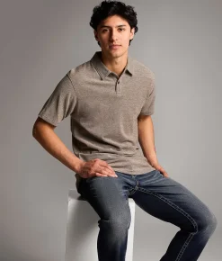 Tops | BKE Heathered Polo Brown Cream