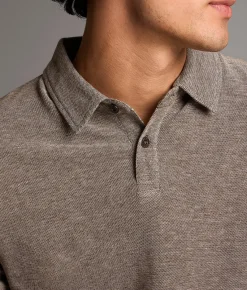 Tops | BKE Heathered Polo Brown Cream