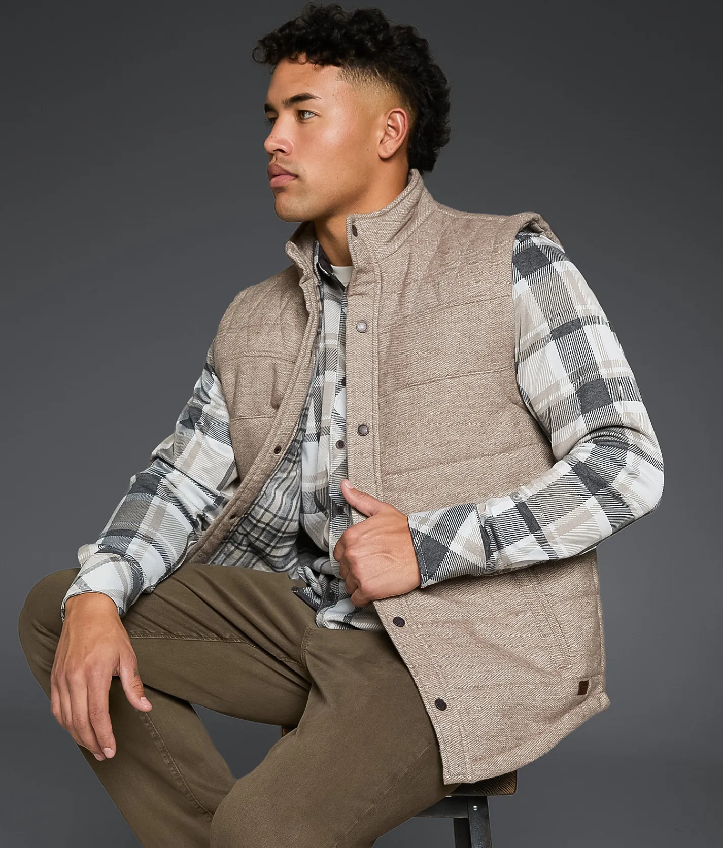 Tops|Coats & Jackets | Outpost Makers Heathered Vest Light Tan Brown