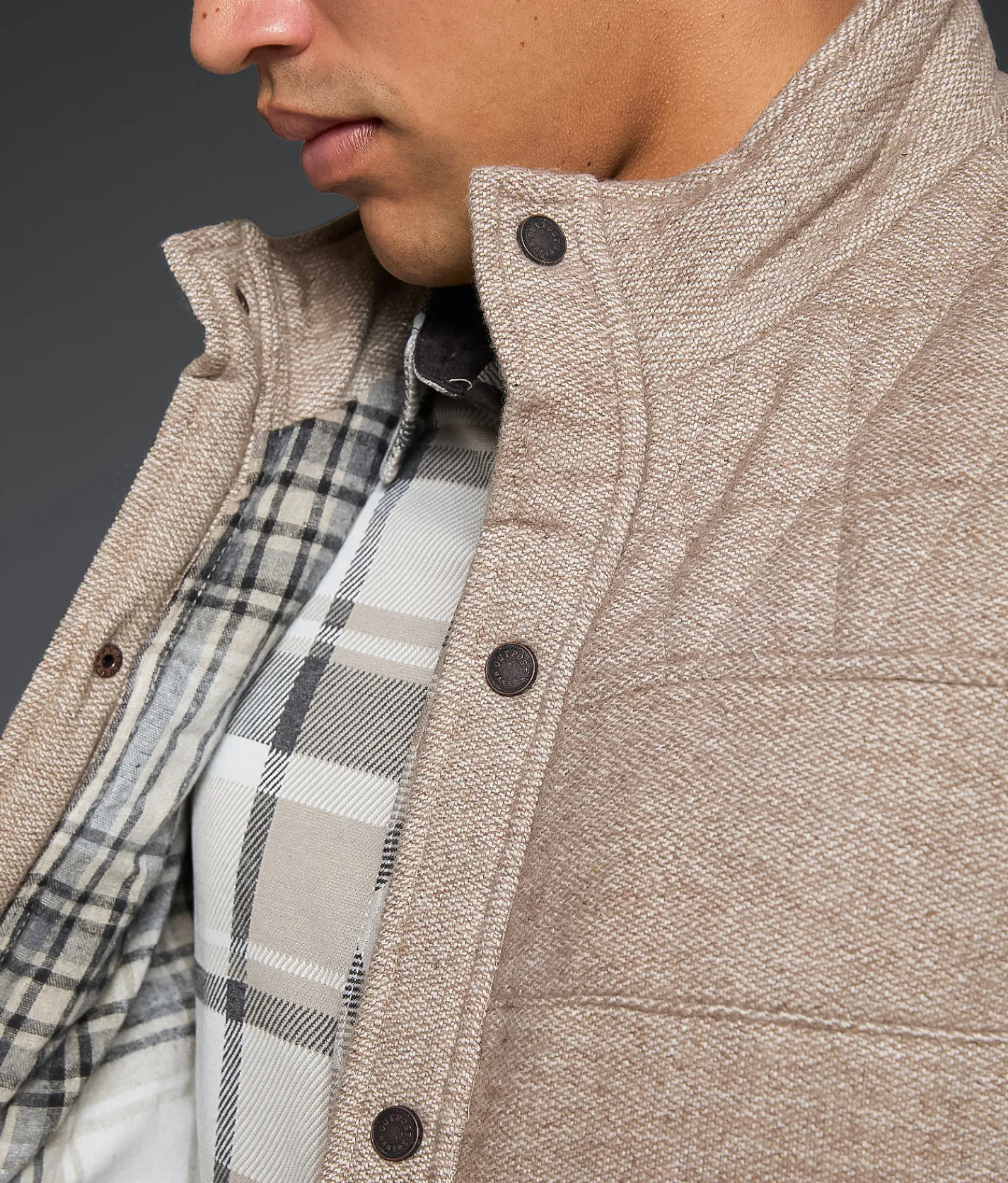 Tops|Coats & Jackets | Outpost Makers Heathered Vest Light Tan Brown