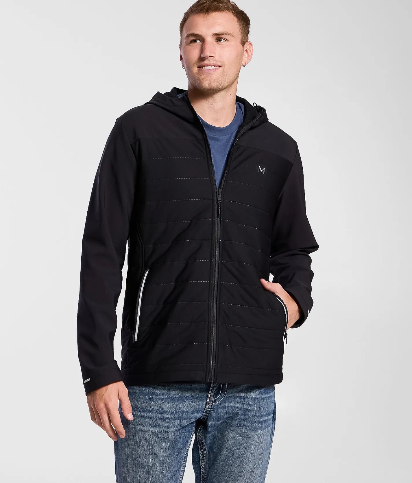 Maven Co-op Heat Quilted Softshell Hooded Jacket Black