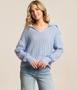 Z Supply Helena Sweater Blue Light New