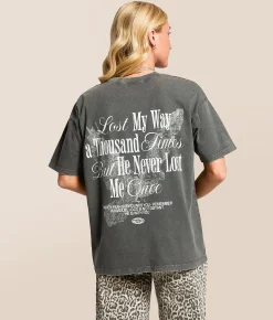 Modish Rebel He Never Lost Me T-Shirt Washed Black Outlet