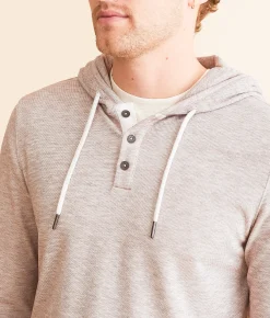 Tops | Outpost Makers Henley Hoodie Artic Wolf Seagrass