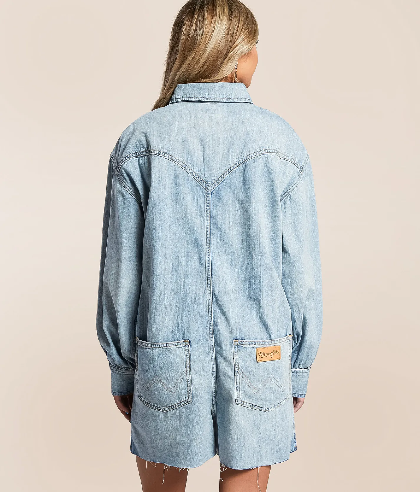 Wrangler® Heritage Denim Romper Pale Blue Wash Clearance