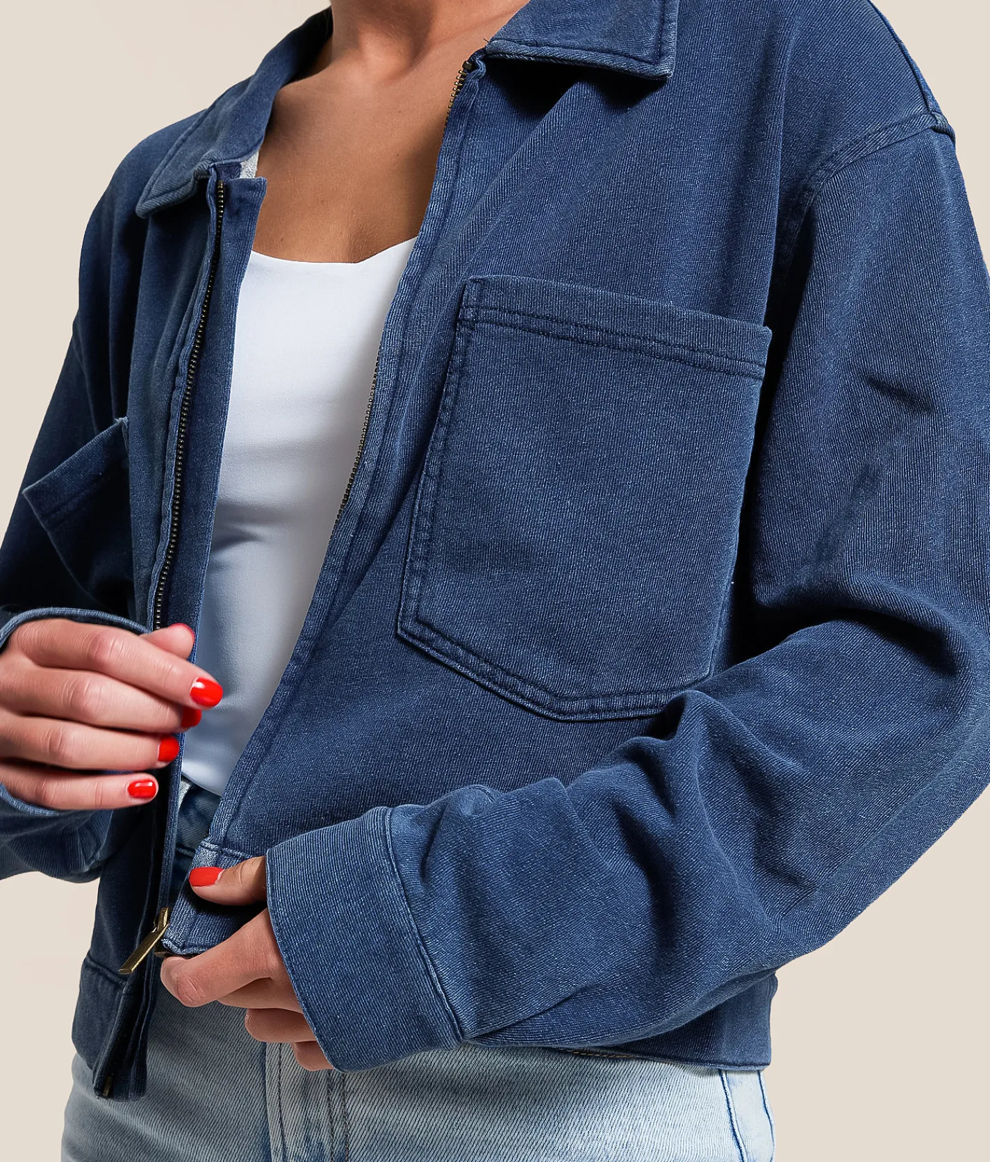 Z Supply Heritage Knit Denim Jacket Indigo Discount