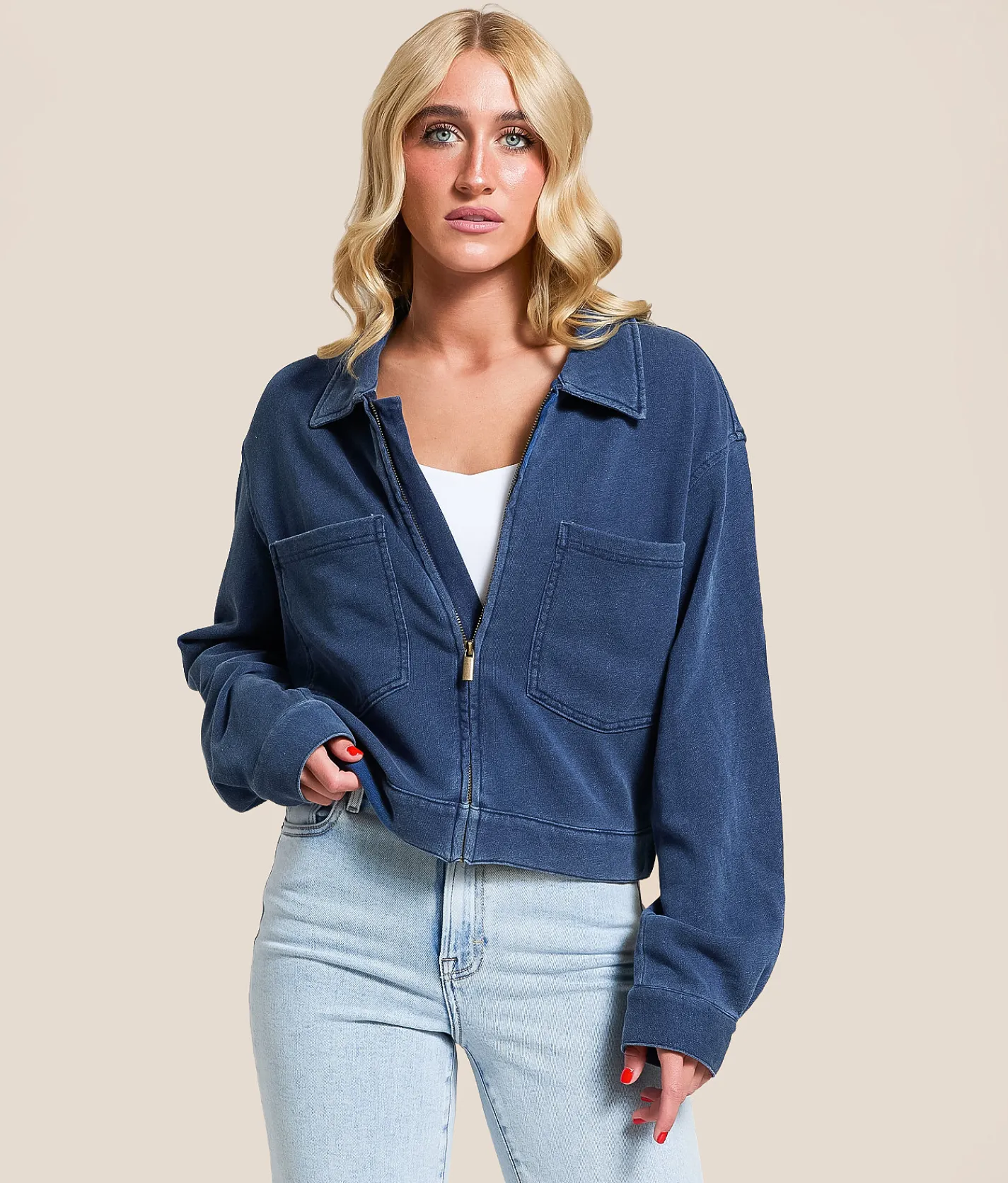Z Supply Heritage Knit Denim Jacket Indigo Discount